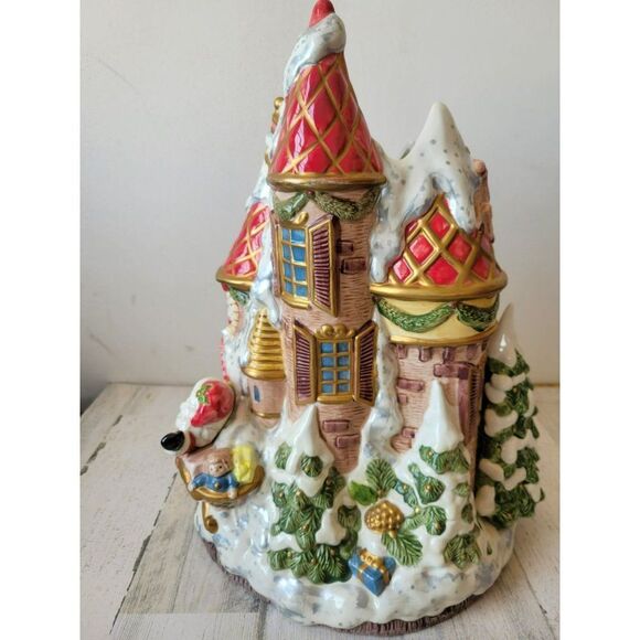 Fitz Floyd North Pole Castle reindeer slay centerpiece vase - Picture 8 of 11